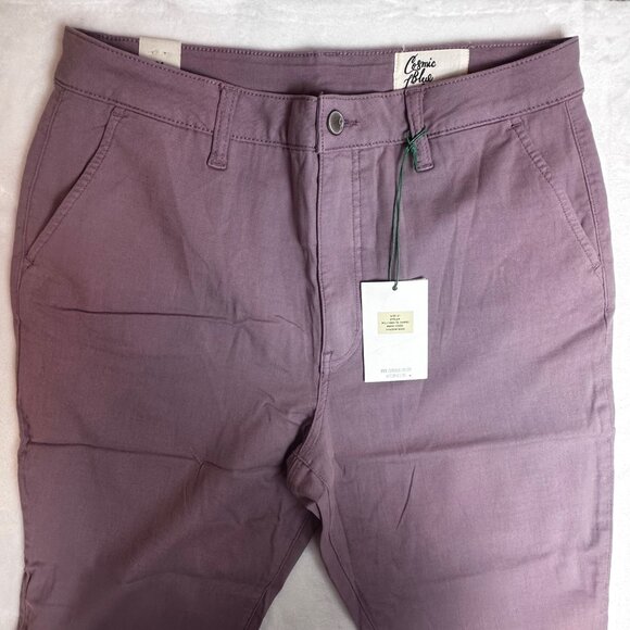 Cosmic Blue Love Womens Organic Chino Pants Sz 31Shadow Rose cuffed Straight Cut - Picture 3 of 10